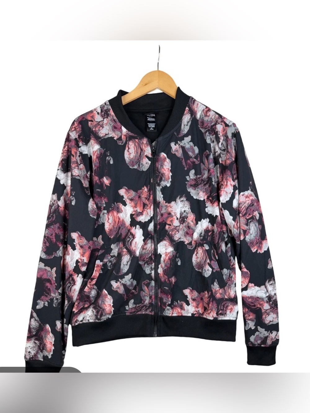 Victorias Secret womens small Floral Print Bomber Jacket - Black & Pink